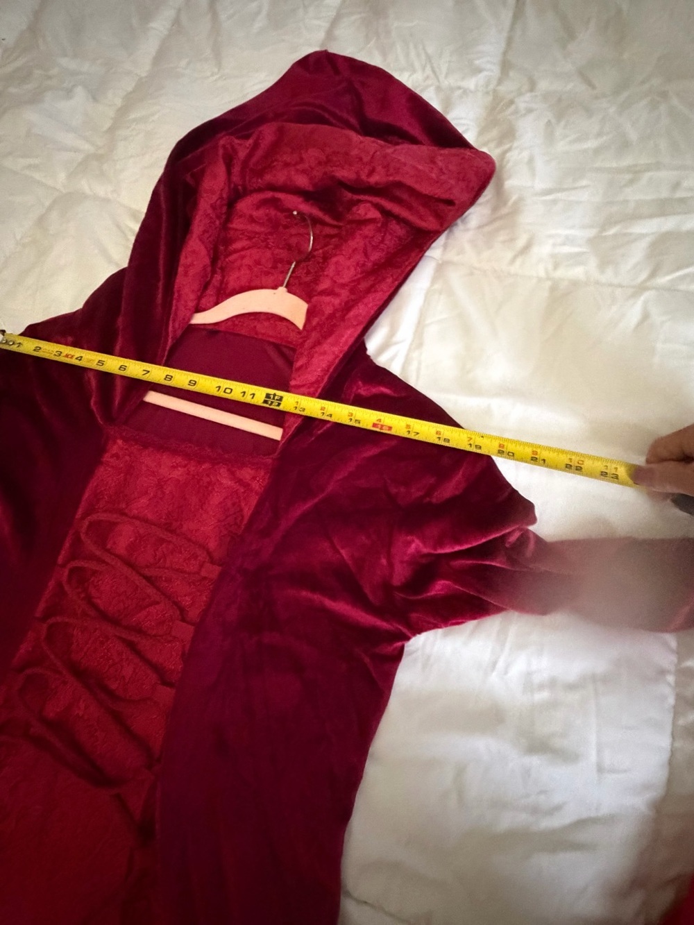 Wine Red Hooded Medieval Gown - Picture 9 of 13